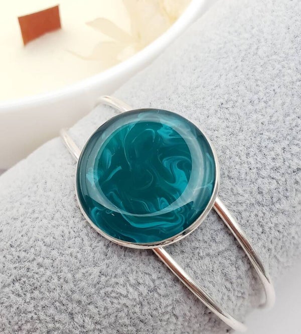 Bracelet jonc " Vert émeraude "