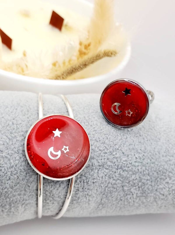 Parure " Lune rouge "