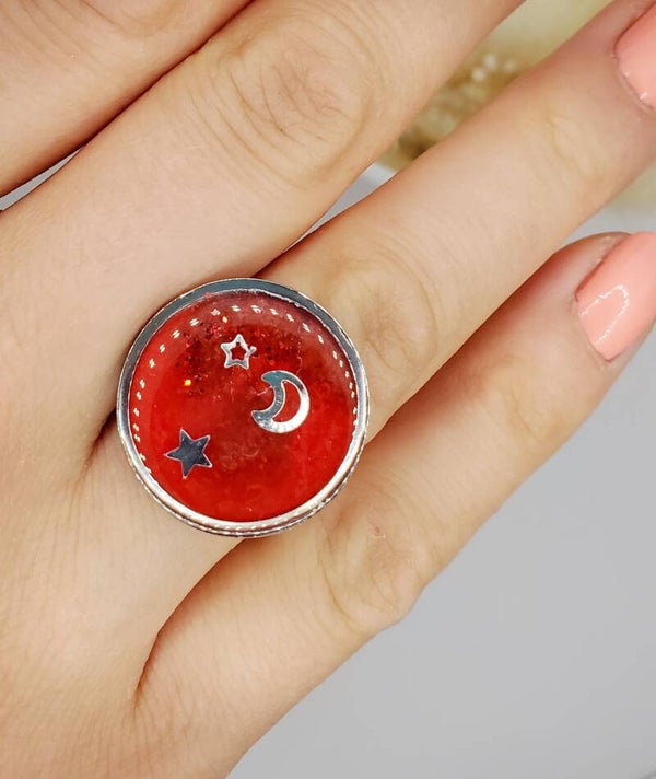 Bague " Lune rouge "