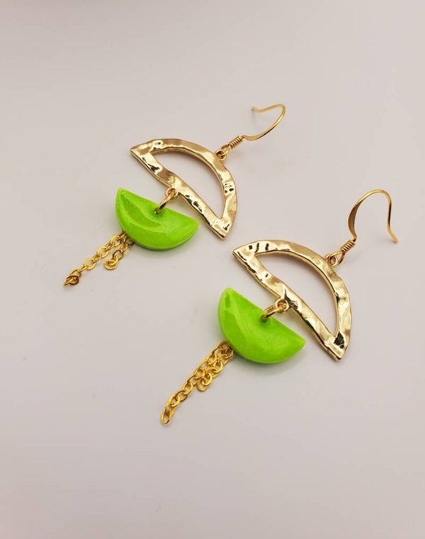 Boucles résine " Vert peps "