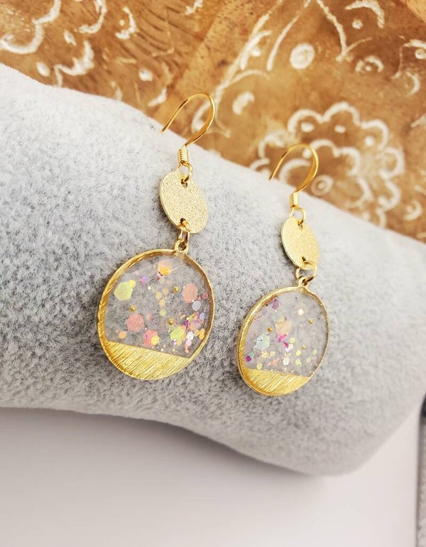 Boucles laiton "pailletées "