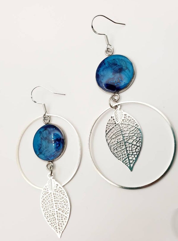 Boucles " Feuilles bleues "