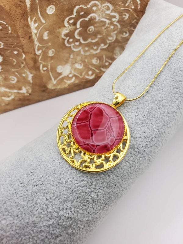 Collier " Simili bordeau "