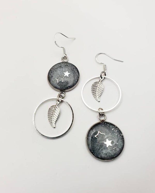 Boucles " Plume argentée "