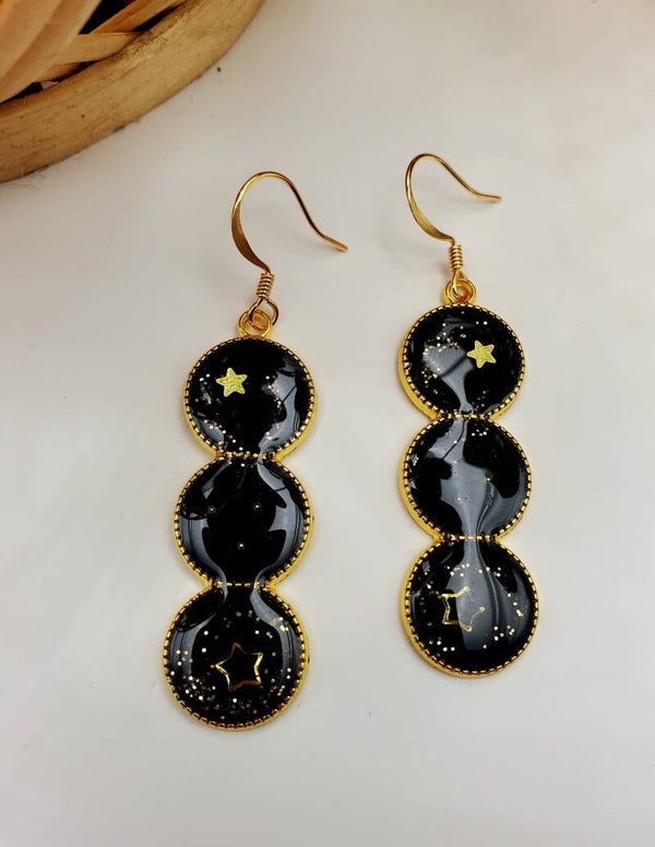 Boucles " Trio noir Étoile dorée "