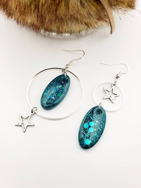 Boucles étoiles turquoises