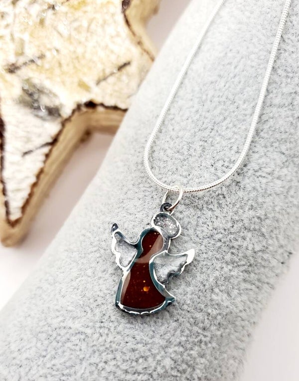 Collier " ange brun et argente "