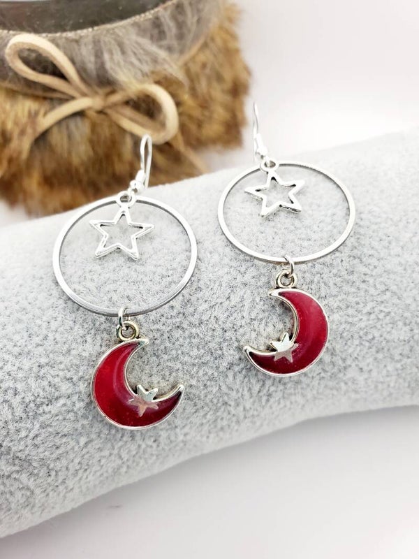 Boucles " Lunes fuschias "