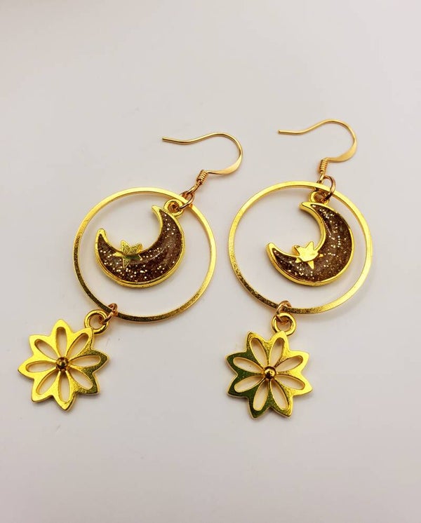 Boucles " petites lunes dorées "