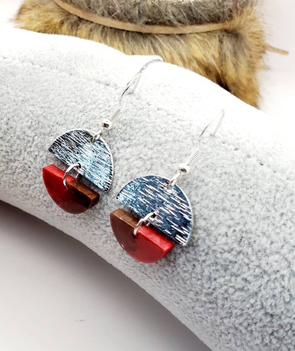 Boucles " Demi-cercle rouge "