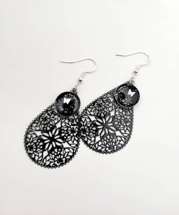 Boucles XL noires et argentées