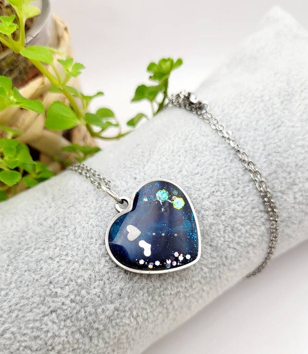 Collier " Cœur bleu "