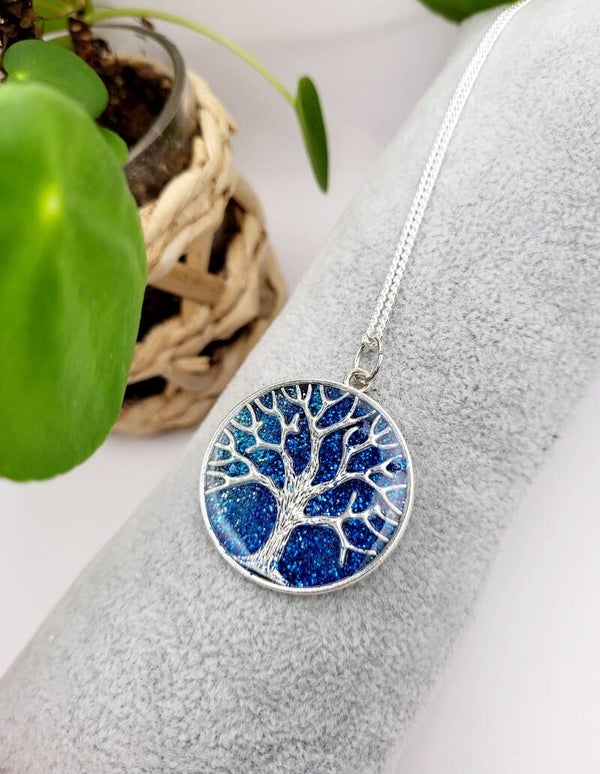 Collier " arbre de vie bleu "
