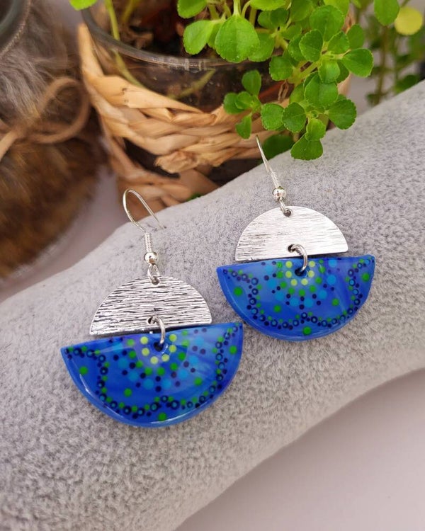 Boucles " polymère demi-cercle bleu "