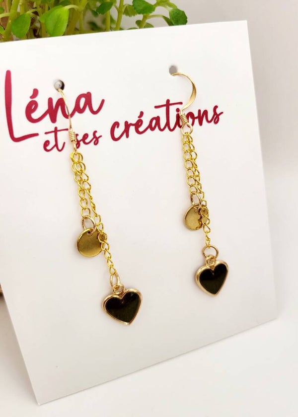 Boucles " longues cœurs kakis "