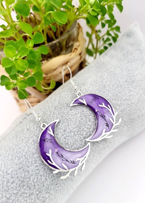 Boucles " Belles lunes violettes "