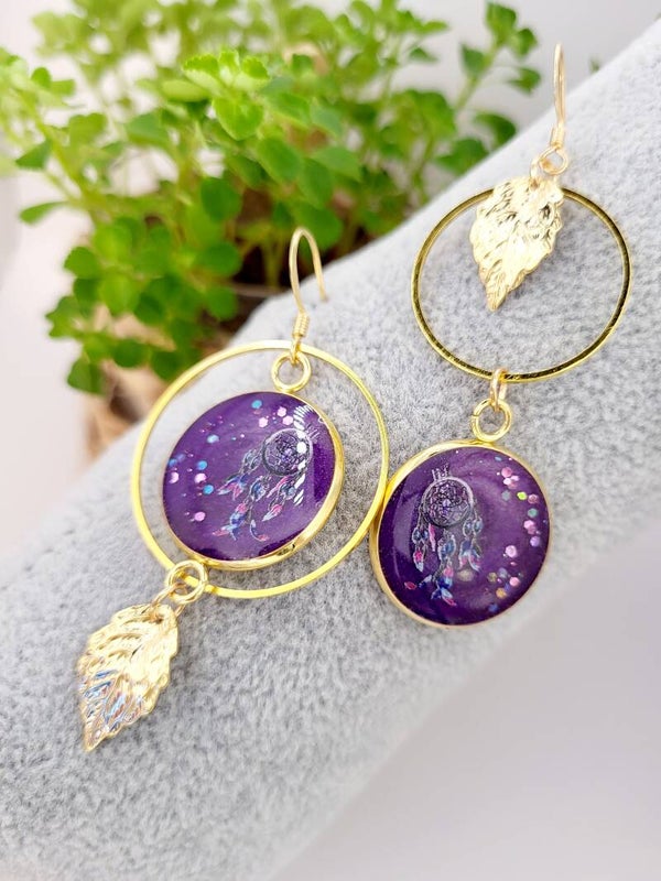 Boucles " Attrape-rêve violet"
