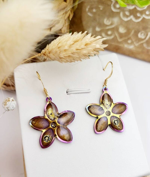 Boucles " Fleuries arc en ciel "