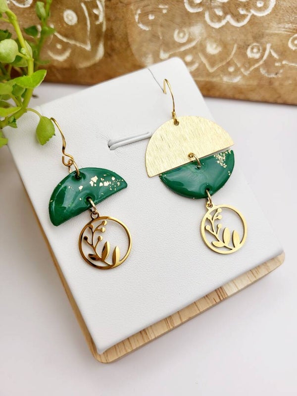 Boucles " polymère vertes demi-cercle "