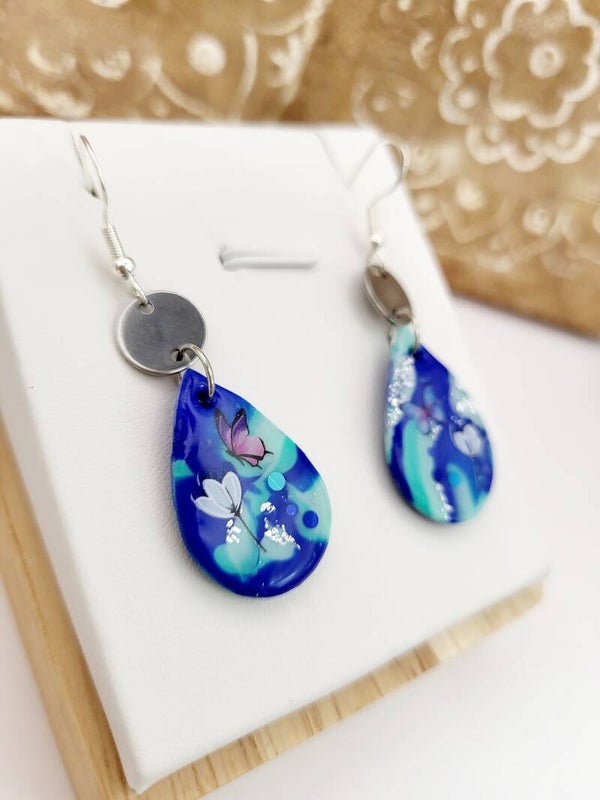 Boucles " polymère gouttes papillon "