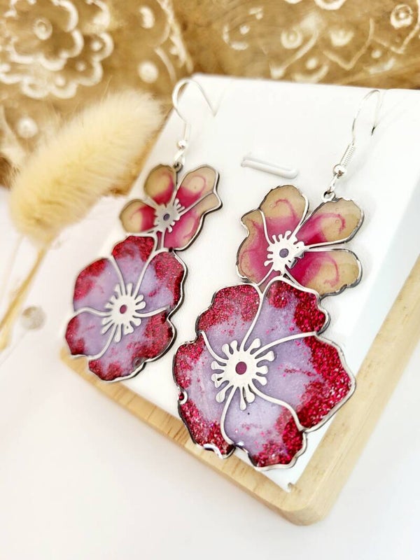 Boucles " Jolies fleurs roses "