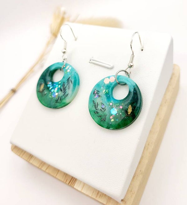 Boucles " Créoles turquoises lumineuses "