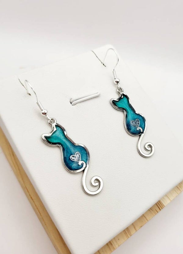 Boucles " Petits chats turquoises "