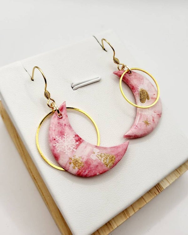 Boucles " Lunes asymétriques en argile léger "