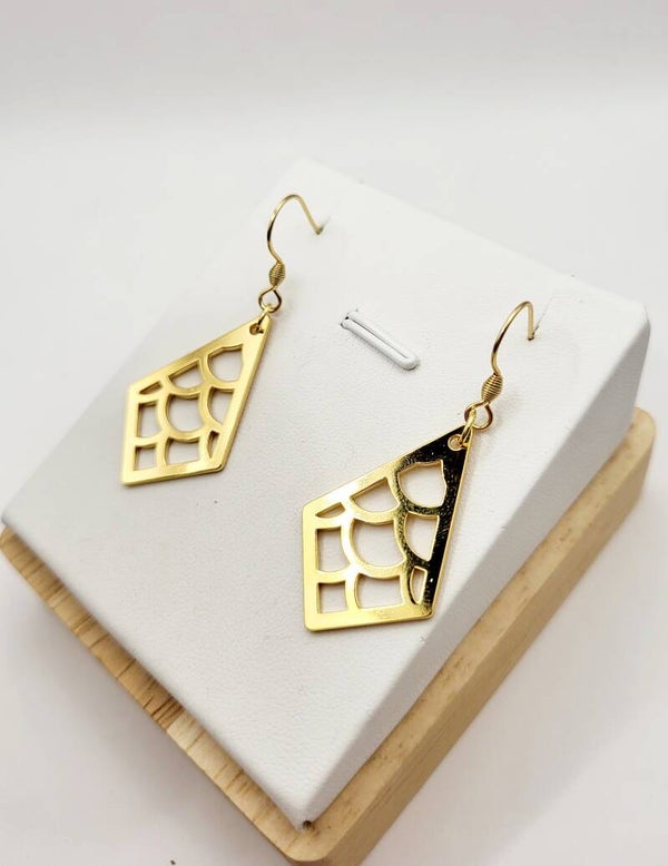 Boucles " Hélé'gantes petits losanges dorés "