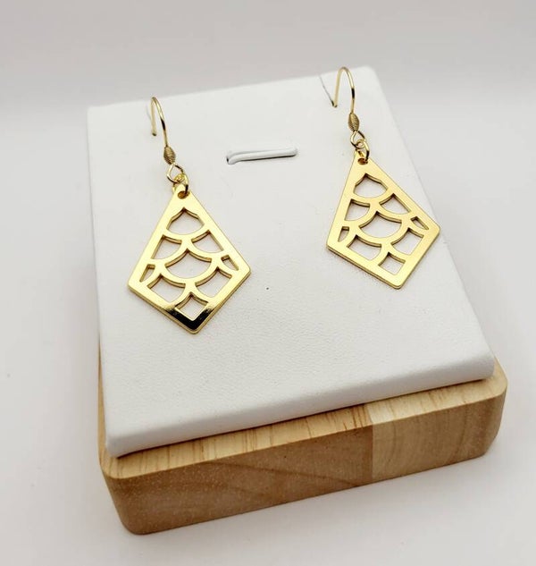Boucles " Hélé'gantes petits Losanges dorés "