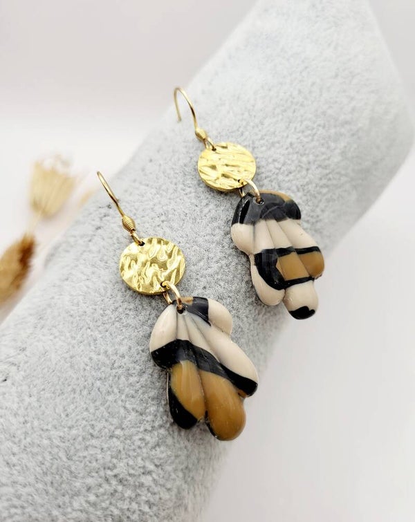 Boucles " Petites feuilles en léopard "