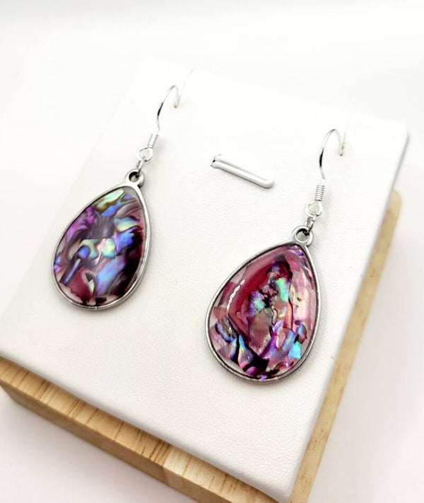 Boucles " Gouttes nacrées violettes "