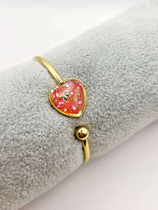 Bracelet " Cœur corail "