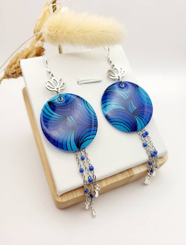 Boucles " Tourbillon bleu "