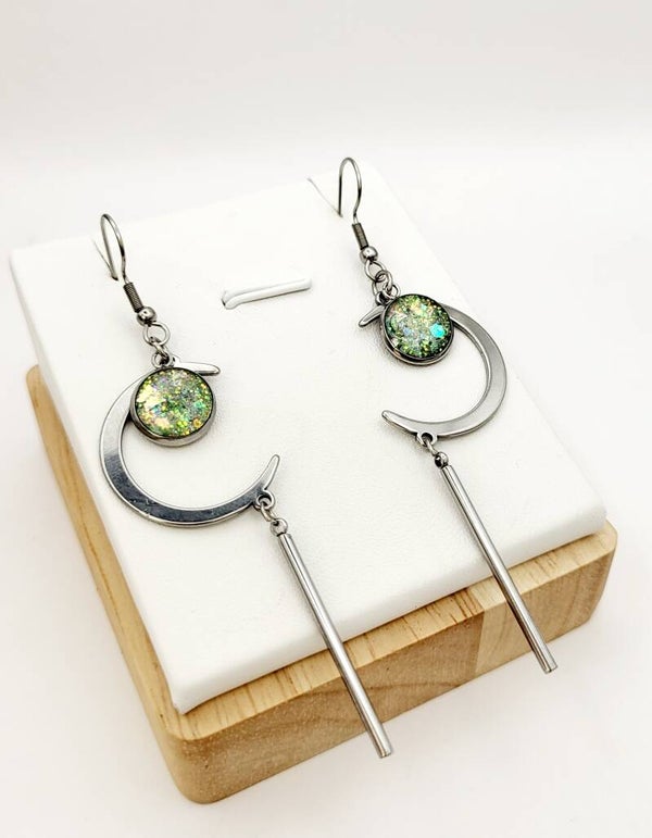 Boucles " Lunes simples vert pastel "