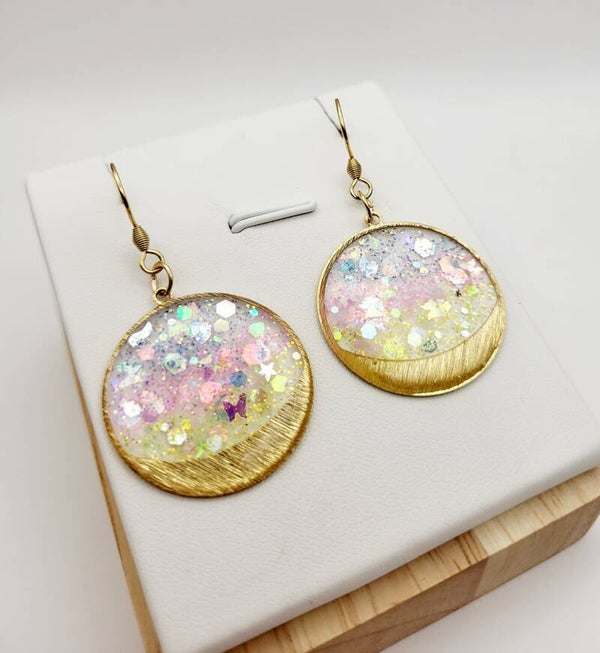 Boucles " rondes en laiton pailletées multicolores "