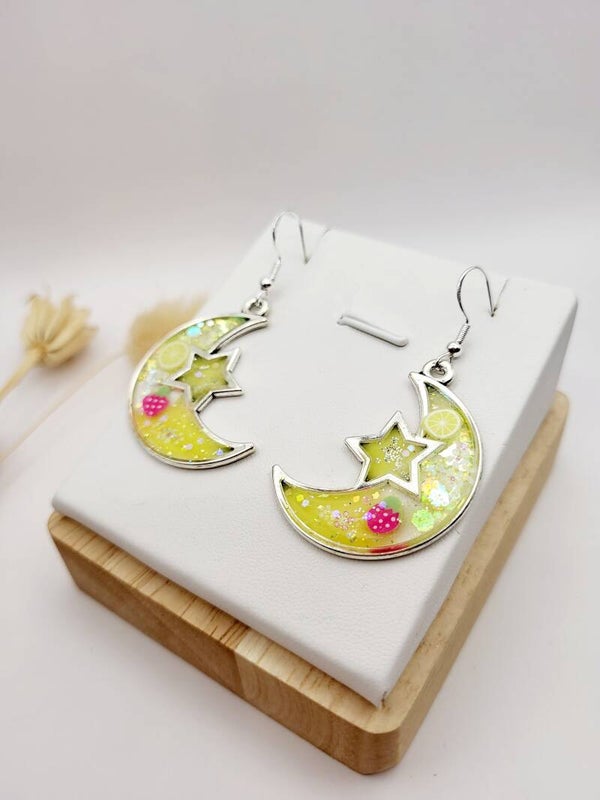 Boucles " Lunes jaunes ensoleillées "