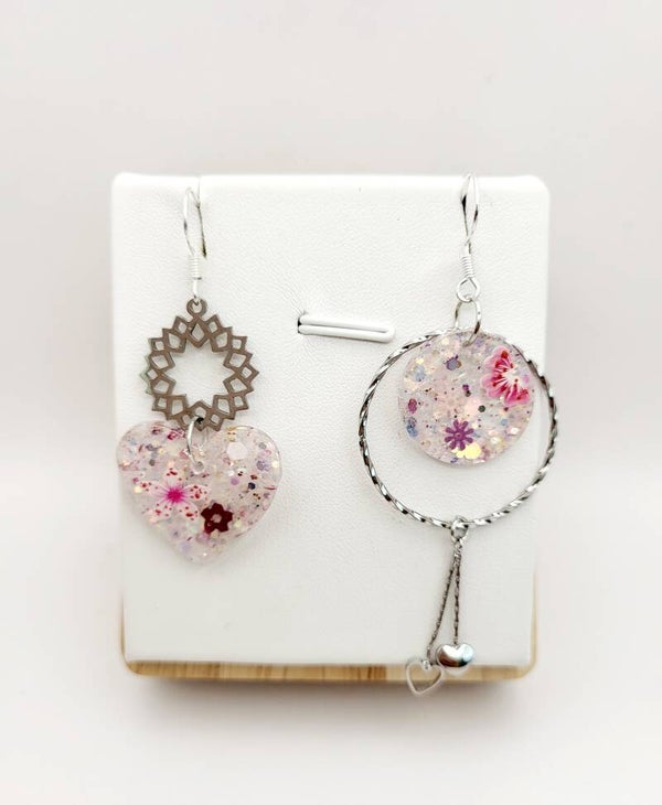 Boucles " Cœurs pailletés asymétriques "