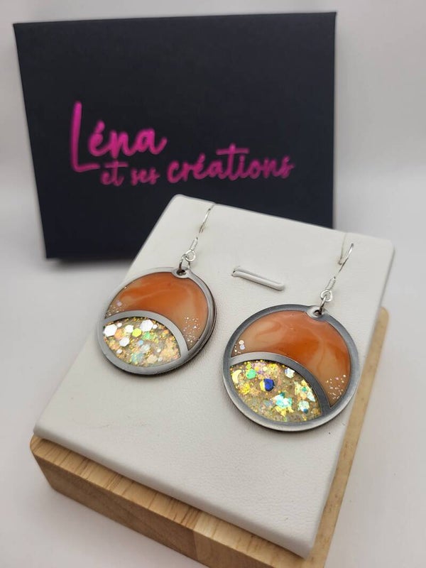 Boucles " Hélé'gantes Créoles corail "