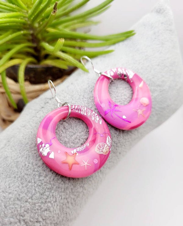 Boucles " Créoles estivales roses "