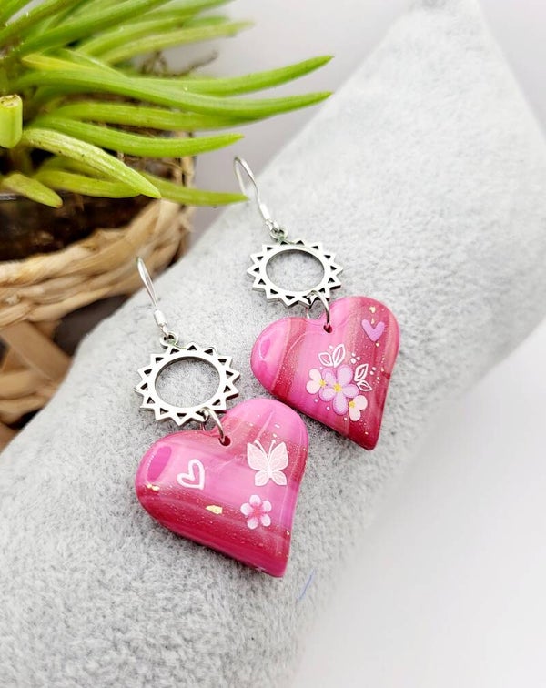 Boucles " Cœurs roses "