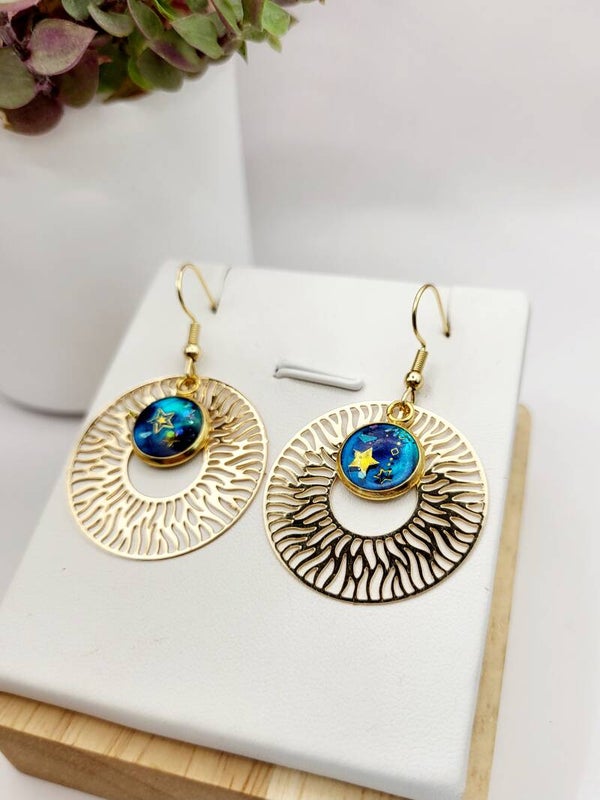 Boucles " Bleues turquoises ensoleillées "