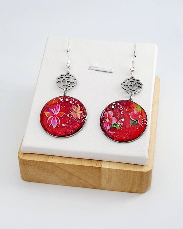 Boucles " Fleurs rouges "
