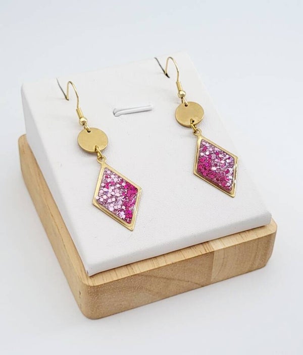 Boucles " Losanges roses "