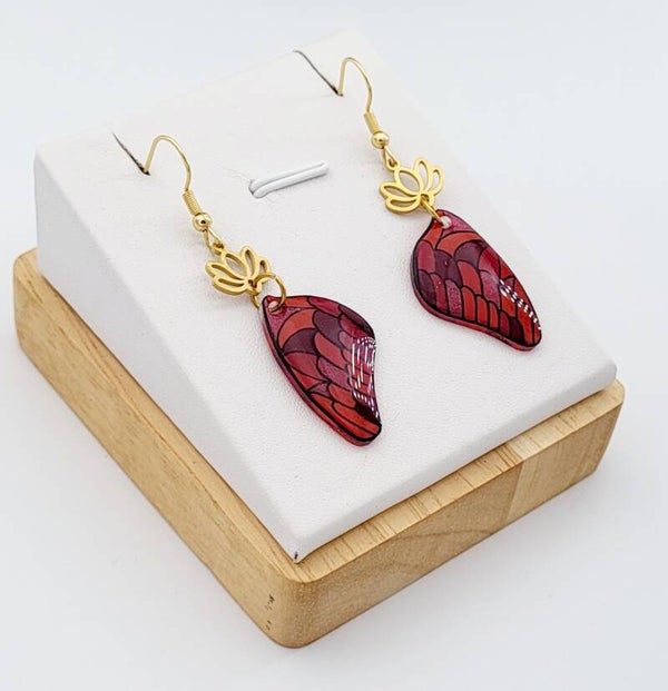 Boucles " Ailes de papillons rouges "