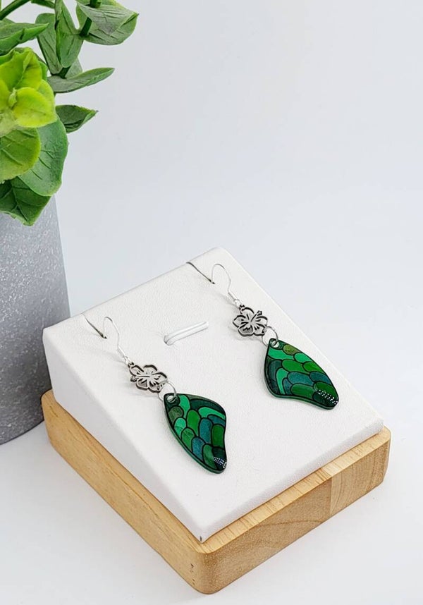 Boucles " Ailes de papillons vertes "