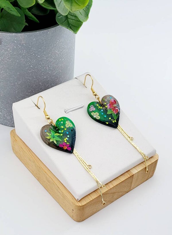 Boucles " Cœurs verts en finesse "