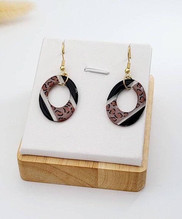 Boucles " Créoles ovales léopard "