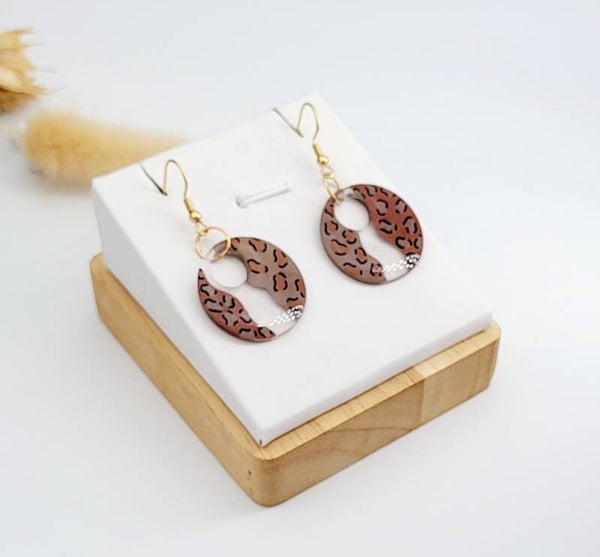 Boucles " Créoles leopard et transparence "