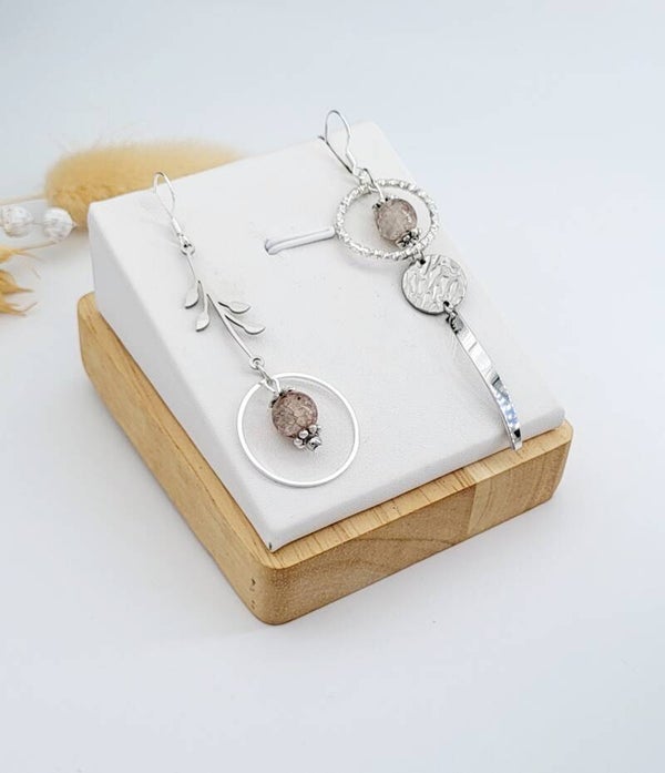 Boucles " perles marbrées brunes "